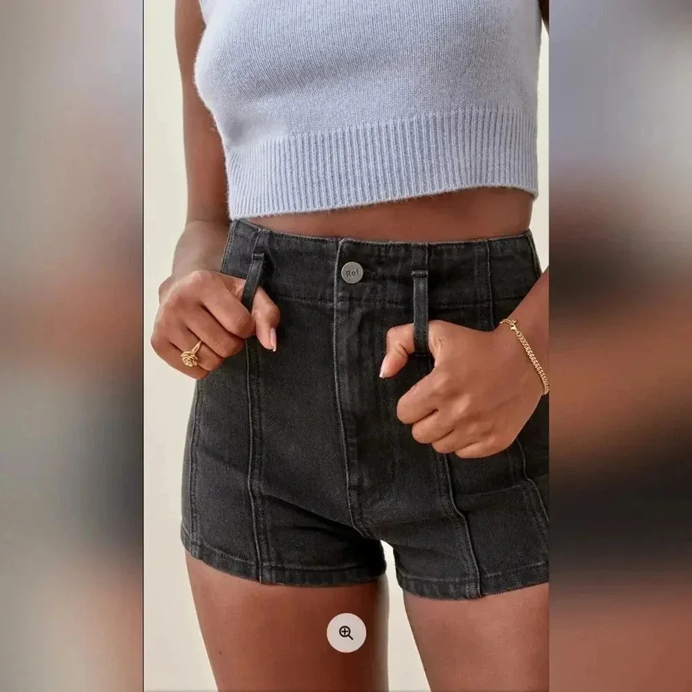 Reformation Eva Seamed High Rise Cheeky Jean Shorts 25 - Picture 2 of 8